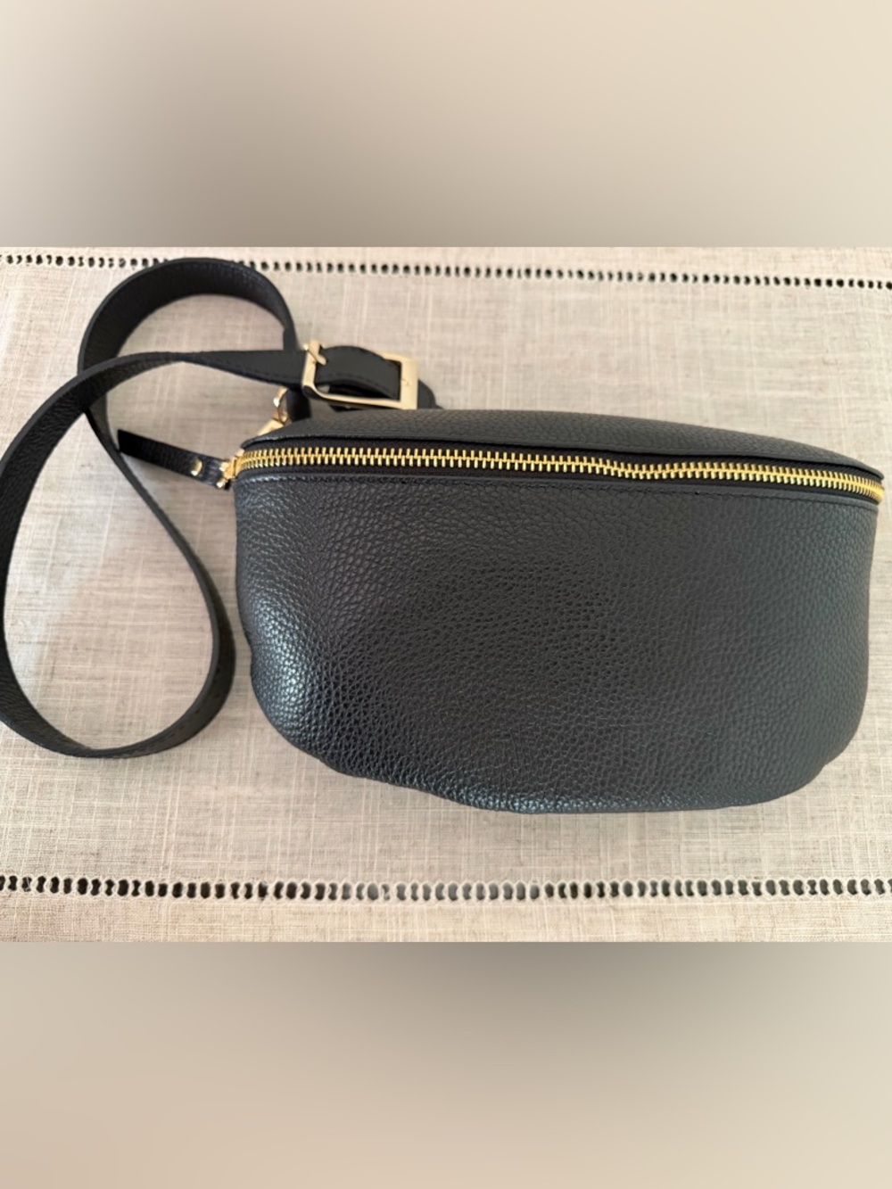 Black Pebbled Leather Crossbody/Sling Bag